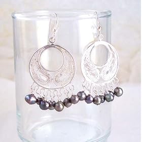 Bohemian Sterling Silver and Pearl Earrings