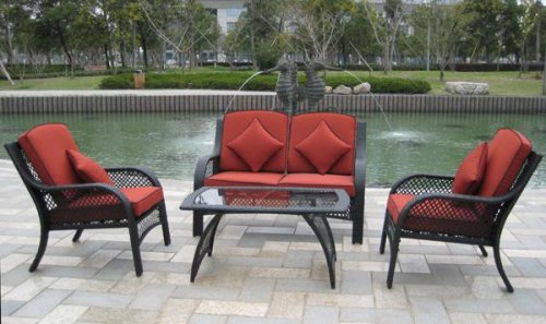 4pc Ascot Indoor or Outdoor Wicker Deep Seating Patio Set
