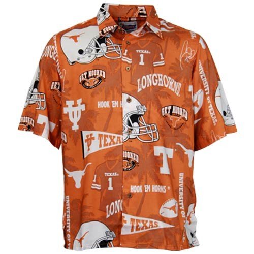 Reyn Spooner Texas Longhorns Orange Scenic Print Hawaiian Shirt