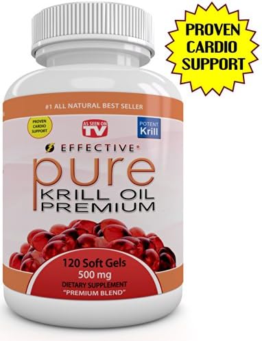 Effective KRILL OIL PREMIUM with Astaxanthin - As Seen On TV - SUPPORTS CARDIOVASCULAR HEALTH - Pure Premium Formula - Natural Source Of OMEGA-3-6-9, DHA & EPA - LOWERS CHOLESTEROL - 1000 mg Daily - "Pure" POTENT Antarctic Krill - Clinically Proven Benefits - BRAIN & HEART HEALTH - Relieves PMS Symptoms - SAME DAY SHIPPING - 100% LIFETIME GUARANTEE - 120 Pure Soft Gels