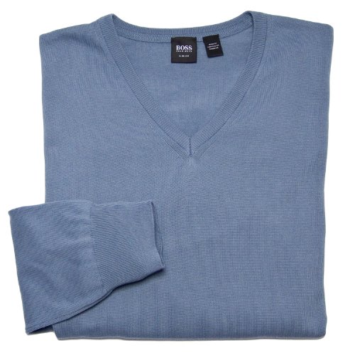 Boss by Hugo Boss Slim Fit V-neck Cotton Sweater, Slate, M