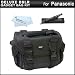 Deluxe Large Digital SLR Gadget Bag / Case for Panasonic Lumix DMC-GH3K, DMC-G6KK, DMC-GF6K, DMC-GX1X, DMC-GX1K, DMC-GX1, DMC-G5KK, DMC-G5K, DMC-FZ200K, DMC-FZ60K, DMC-LZ30 Digital Camera + Lens Pen Cleaning Kit + MicroFiber Cleaning Cloth