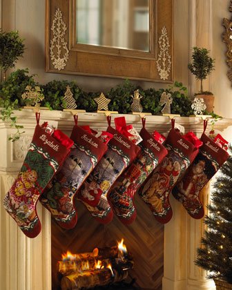 SFERRA Needlepoint Christmas Stocking Plain- black friday deal