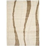 Safavieh Florida Shag Collection SG451-1128 Cream and Dark Brown Shag Area Rug, 8-Feet by 10-Feet