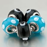 Pugster 5 Pale Blue Dots Pandora Beads Bracelets