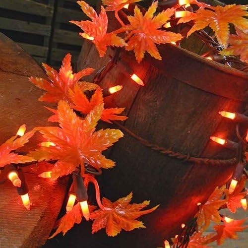 Maple Leaf Garland String, 150 Lights, 9 ft., Indoor-Outdoor, Plug-In, Autumn