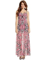 General Print Sweetheart Sleeveless Chiffon/Polyester Lace Maxi Dress 