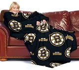 NHL Boston Bruins Adult Comfy Throw Blanket with Sleeves