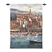 Mediterranean Harbor Tapestry Wallhanging Comes With Wall Hanging Rod