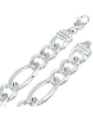 15MM Thick - Figaro Link Chain Necklace/Bracelet - Genuine .925 Solid Sterling Silver