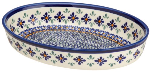 Bunzlauer Polish Pottery 1.25-Quart Oval Baker, DU60 Design