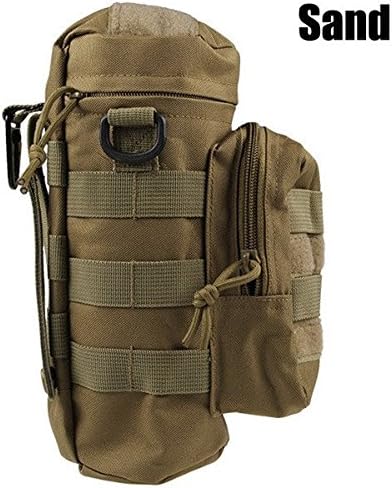 Military Tactical Molle Zipper Water Bottle Hydration Pouch Bag Carrier Army Fans Round Kettle Bag for Hiking Hunting Sports
