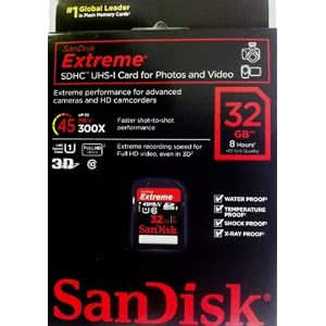 SanDisk 32GB EXTREME SDHC Card Class 10 45MB/s UHS-1 300x (SDSDRX3-032G-A21, Newest Version)