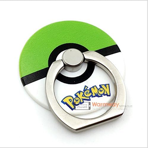 Ring stand for Phone WUniversal 360 Degree Rotating Anti Drop case Kickstand for iPhone SE/6s/6/6s Plus/iPad/Galaxy S7 Edge or any other phones Tablets &amp; Grip Plug wire holder(pokemon) (green ball)