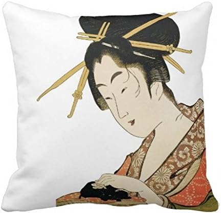 Beautiful Japanese Geisha Design Throw Pillow Case