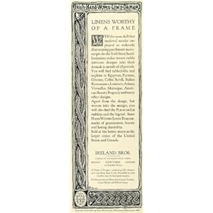 1923 Ad Ireland Bros Hand Woven Linen Damasks Home Decor Louis XVI Celtic Scroll - Original Print Ad