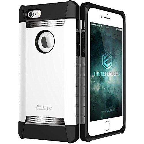 iPhone 6 Plus Case, iPhone 6 Plus Rugged Case, iPhone 6 Plus Heavy Duty Case, ESR Full Body Armor Bumper Case [Corner Strengthened] [Free Gift: HD Clear Screen Protector] for iPhone 6 Plus(Shielder White)