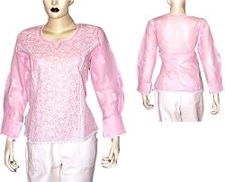 Kurtis Womens Shirts Tops Casual Clothes Chikan Embroidery Size XS (ctop405)
