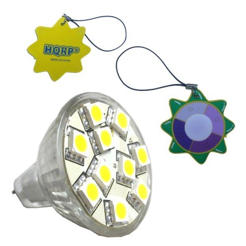 HQRP MR11 GU4 Base 10 LEDs SMD LED Bulb Cool White for Daylight floodlight / Low-Voltage Flood Light Bulb plus HQRP UV Chain / UV Radiation Health Tester
