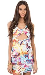  Cutout Elastane/Polyester/Scuba/Knit Floral Print Bodycon Dress  With a Bow(s)