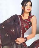 Bollywood Style Maroon Faux Georgette Ethnic Belly Dance Dress Wrap Sari Saree with Unstitched Blouse