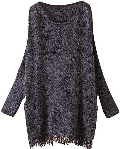 Women's Tassel Knitwear Pullovers Big Proket Outwear Plus Size