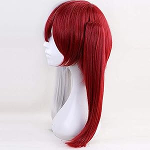 Anogol Hair Cap Silver Cosplay Wig Red Ombre Wigs Synthetic Hair