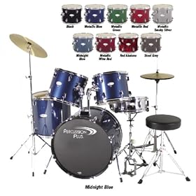 Percussion Plus 5 Piece Drum Set - Black
