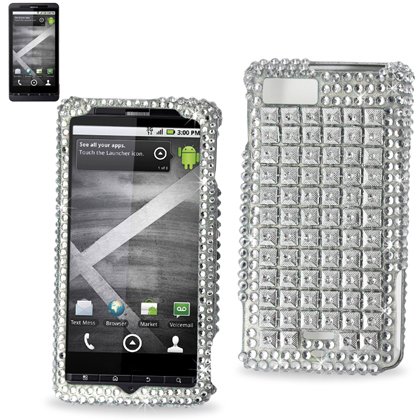Hard Diamante Protector Skin Cover (Faceplate/Snap On) Full Rhinestones Diamond Bling for Motorola DROID X Android Phone MB810 Verizon Wireless  Diamond Checker