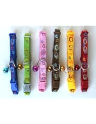 Pet Products: Cat Collar Bell Plastic Buckle Clasp Nylon Rings Neck 7" - 11" (SET - 6 Colors) - FunnyDogClothes.com