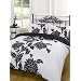 Funky Chrysanthemum Black White Duvet Quilt Cover Set, King Size