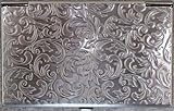 Deluxe Stainless Steel Metal Business Card Holder in Antique Silver Finish