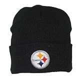 Adult NFL Pittsburgh Steelers Warm Ski & Skate Roll Up Beanie / Winter Hat - One Size Fits All - Black