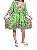Womans Short Kaftan Caftan Green Printed Lounger Wear Beach Coverup Tunic Tops