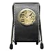 Pen Holder Desk Clock of Grunge Music with Piano Keys Treble Clef and Notes