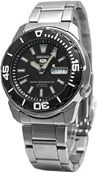 SEIKO Men's Seiko 5 Sports All Stainless Steel Automatic Watch with Black Dial. Model: SNZE97