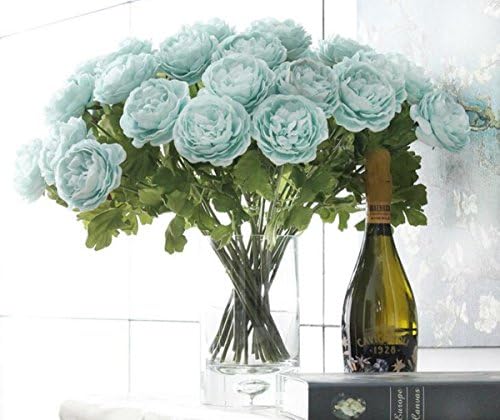 4 PCS Simulate bridal bouquet artificial silk flowers french peony in beautiful colours for home party wedding decor blue