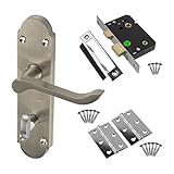 Satin Nickel Door Handle Set Pack Latch Lock Bathroom New (Bathroom) by Bridewell Ironmongery [並行輸入品