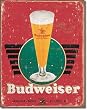 Bud - Retro Glass & Logo Metal Tin Sign 12.5"W x 16"H