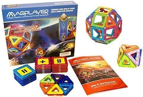 Magplayer 45-piece DIY 3D Magnetic Building Blocks Magnetic Tile Set Educational Toys Set for Kids and Children