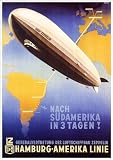Fantastic A4 Glossy Print - Hamburg-Amerika Linie - Graf Zeppelin - Taken From A Rare Vintage Travel Poster (Vintage Travel / Transport Posters)