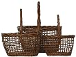 Willow Mocha Oval Baskets Set / 3, Large=17 1/4"L x 19"H x 15 1/2"W