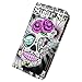 Beaucov Packing Beaucov Purple Flower Sugar Skull Leather Wallet Cover Case for iPhone 6S