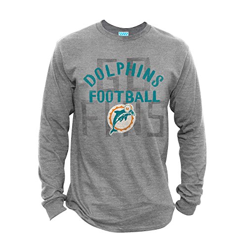 NFL Miami Dolphins Men's Long Sleeve Game Time Tee, Small, Athletic Heather