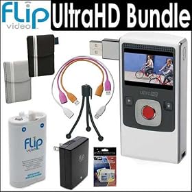 Pure Digital U2120W UltraHD 120 Minute Digital Camcorder White With 8GB Memory + Accessory Bundle