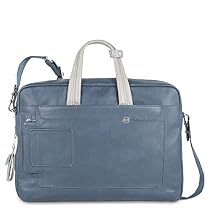 Piquadro Computer Portfolio Briefcase with iPad Compartment, Blue/Grey, One Size
