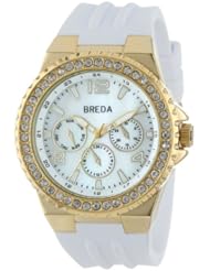 Breda Womens 9305-whitegold Ashley Rhinestone Bezel Sport Casual Watch