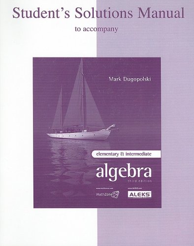 Student Solution Manual t/a Elementary & Intermediate Algebra