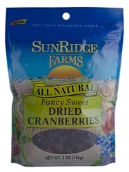 Sunridge Farms Dried Unsulphured Cranberries, 5-Ounce Bags (Pack of 12)