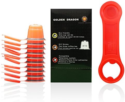 Gamlung Espresso Refillable Nespresso Coffee Capsule Pack of 10 Red Updated